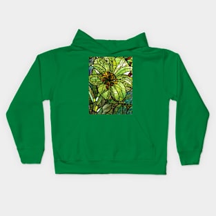 Stained Glass Green Flower Kids Hoodie